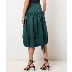 NWOT TIBI Harrison Chino Ballon Skirt PINE GREEN